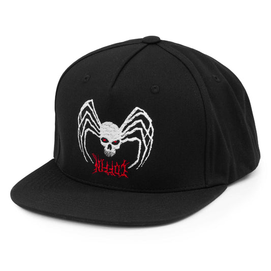 Spider Skull Black Snapback Hat
