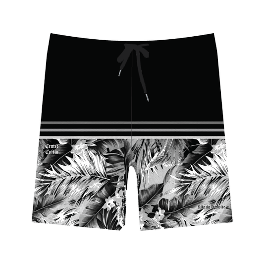 Striped Tropical Black and Gray Boardshorts