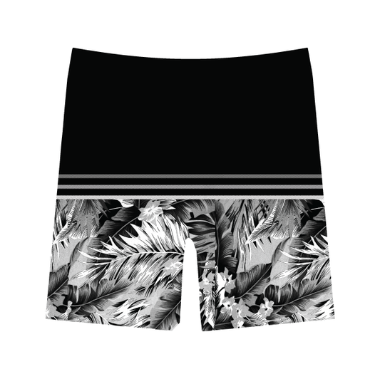 Striped Tropical Black and Gray Boardshorts
