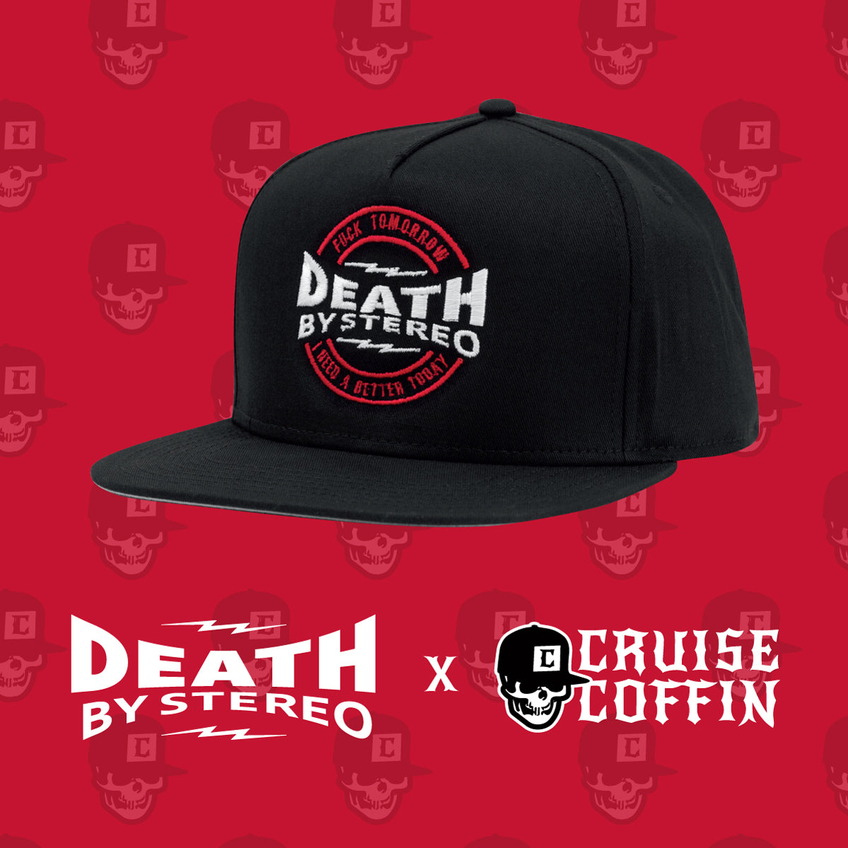 Death By Stereo Collab Black Snapback Hat