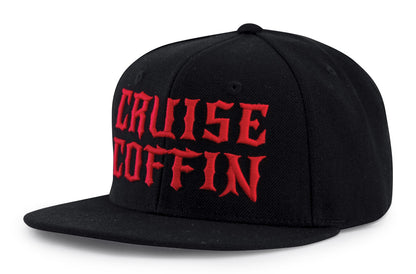 Cruise Coffin Bold Red, White or Black on Black Snapback Hat