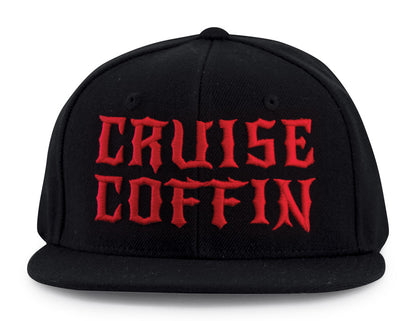 Cruise Coffin Bold Red, White or Black on Black Snapback Hat